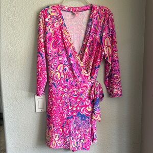 Lilly Pulitzer Bright Multi-Color Pattern Wrap Romper